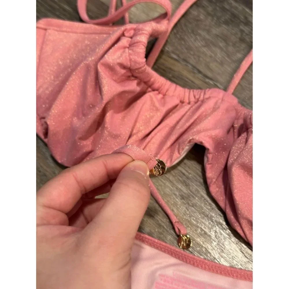 Victoria’s Secret Ruched Wicked Sparkly Bikini Top + Matching High-Waisted Botto